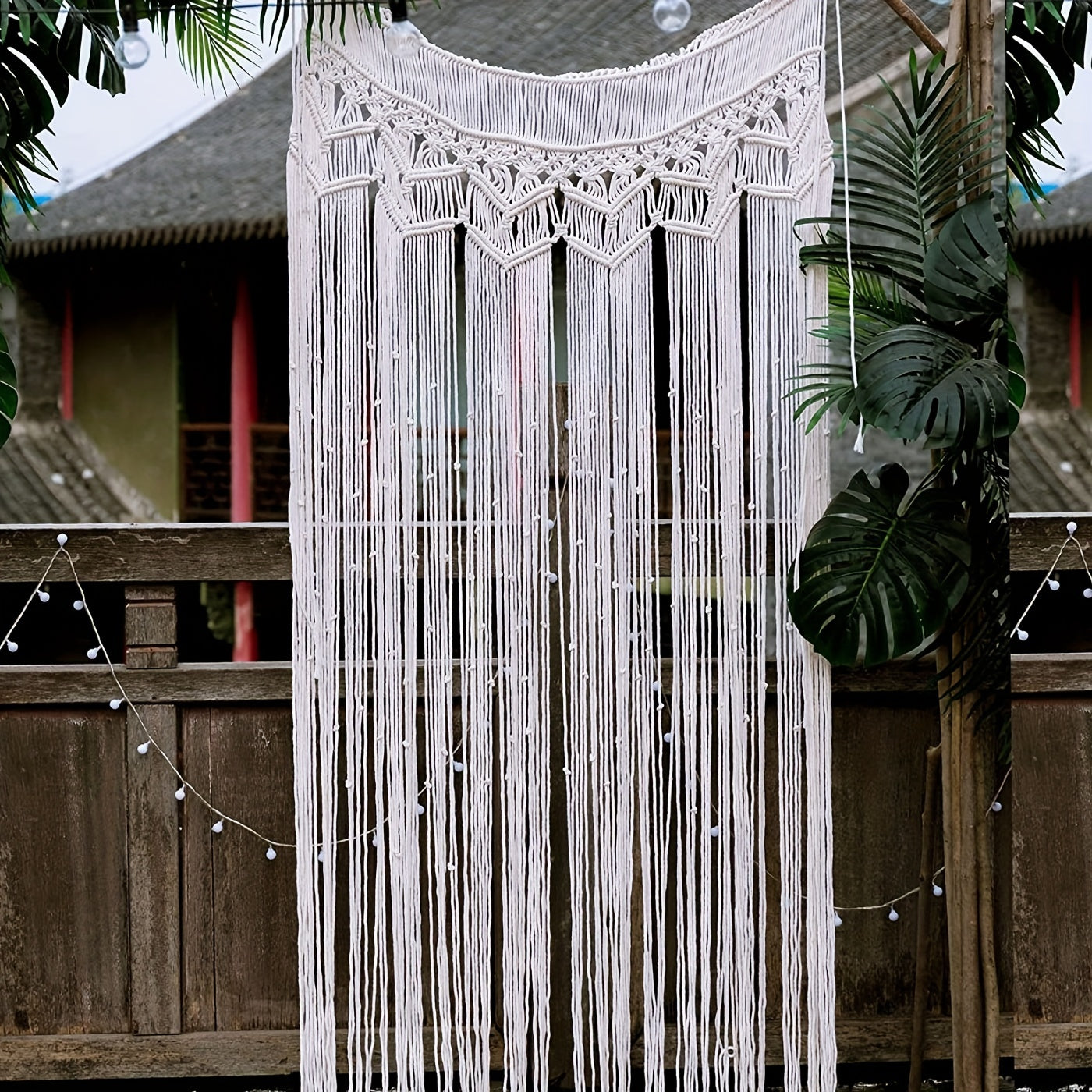 Rideau macramé bohème en coton ajouré pour porte ou fenêtre (1 panneau)