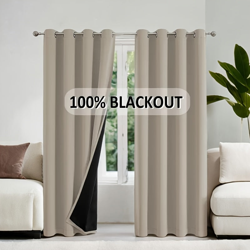 Rideaux occultants 100 % blackout à œillets, beige