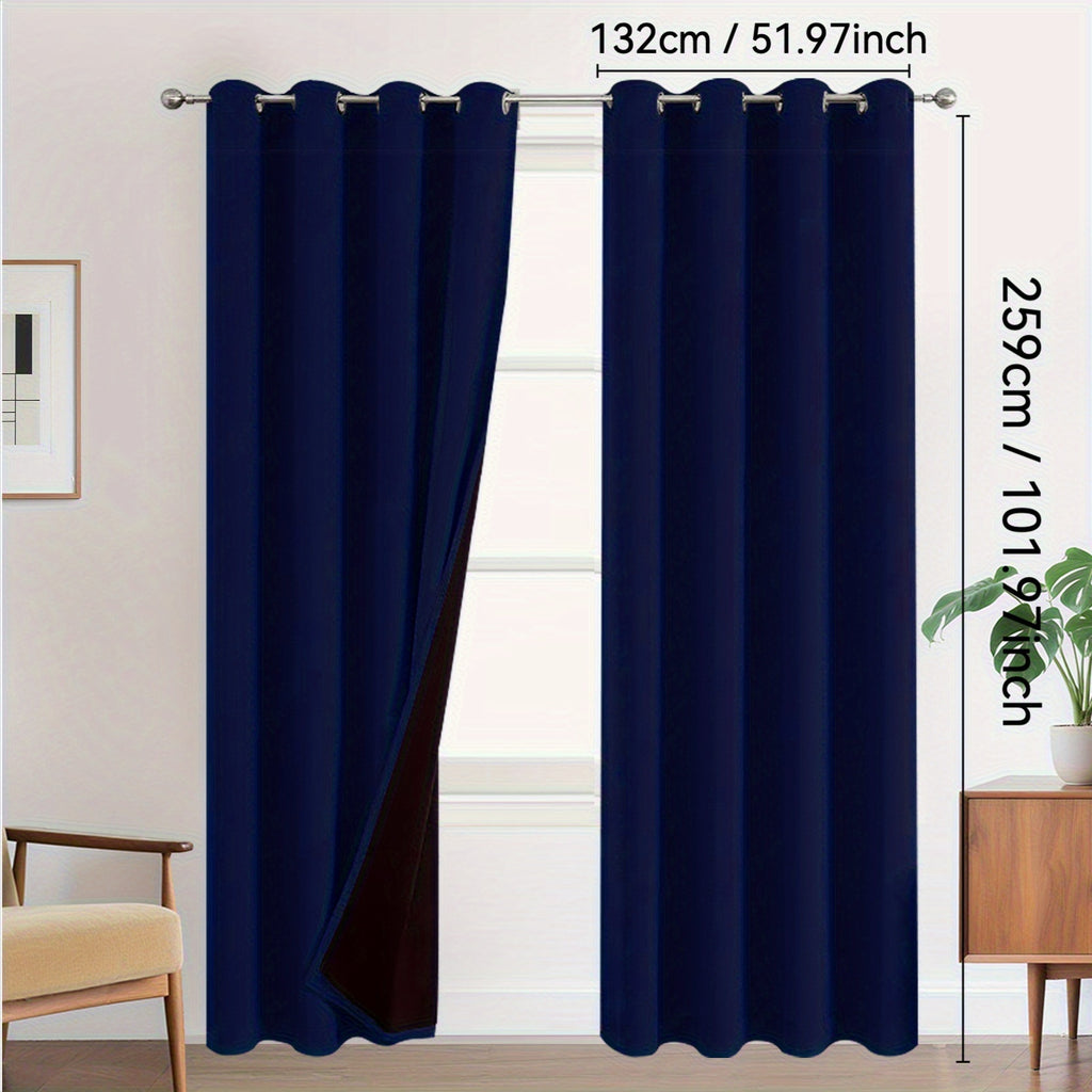 Rideaux occultants 100 % blackout à œillets – lot de 2 panneaux pour chambre et salon