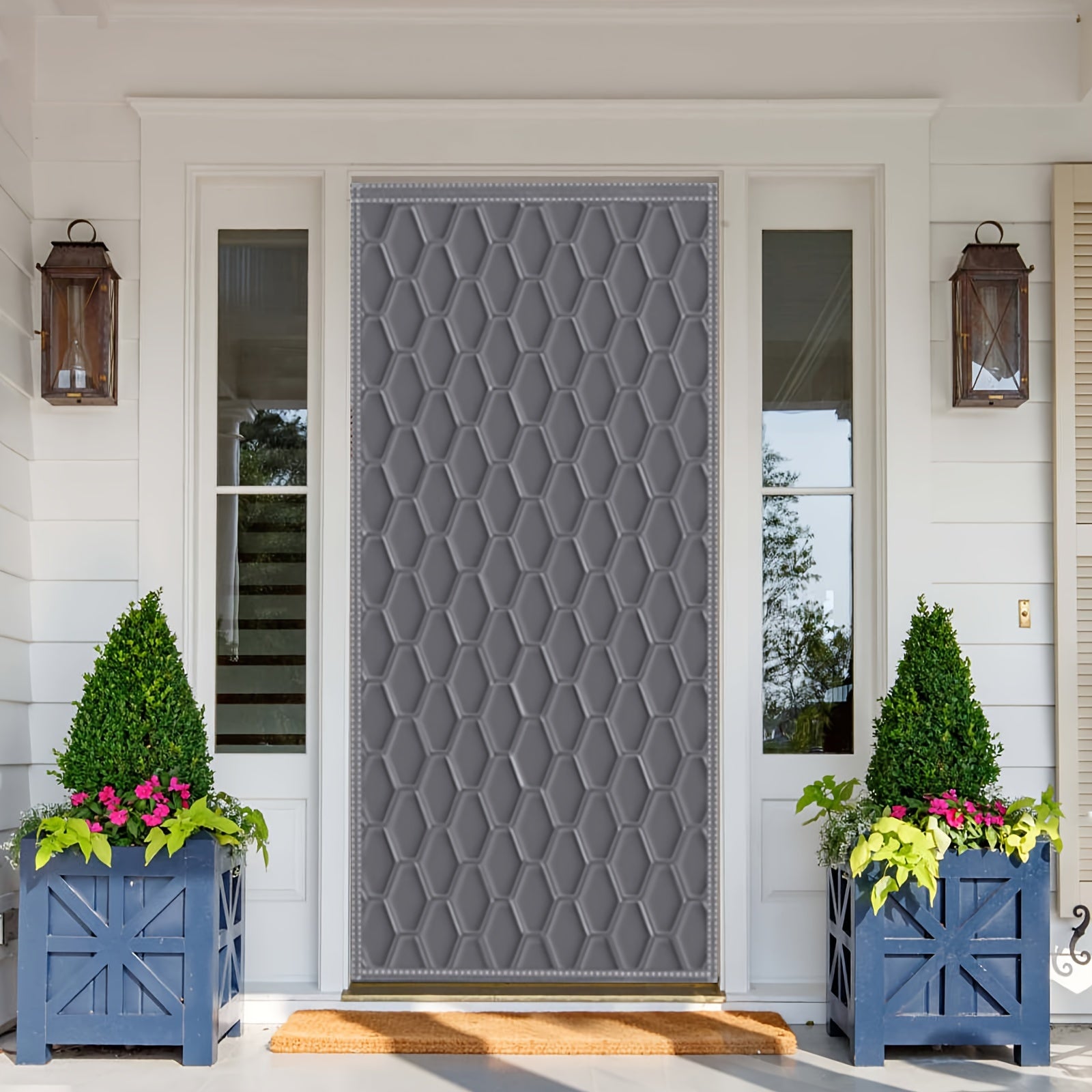 Rideau de Porte Thermique Matelassé Coupe-Vent Isolation Hiver