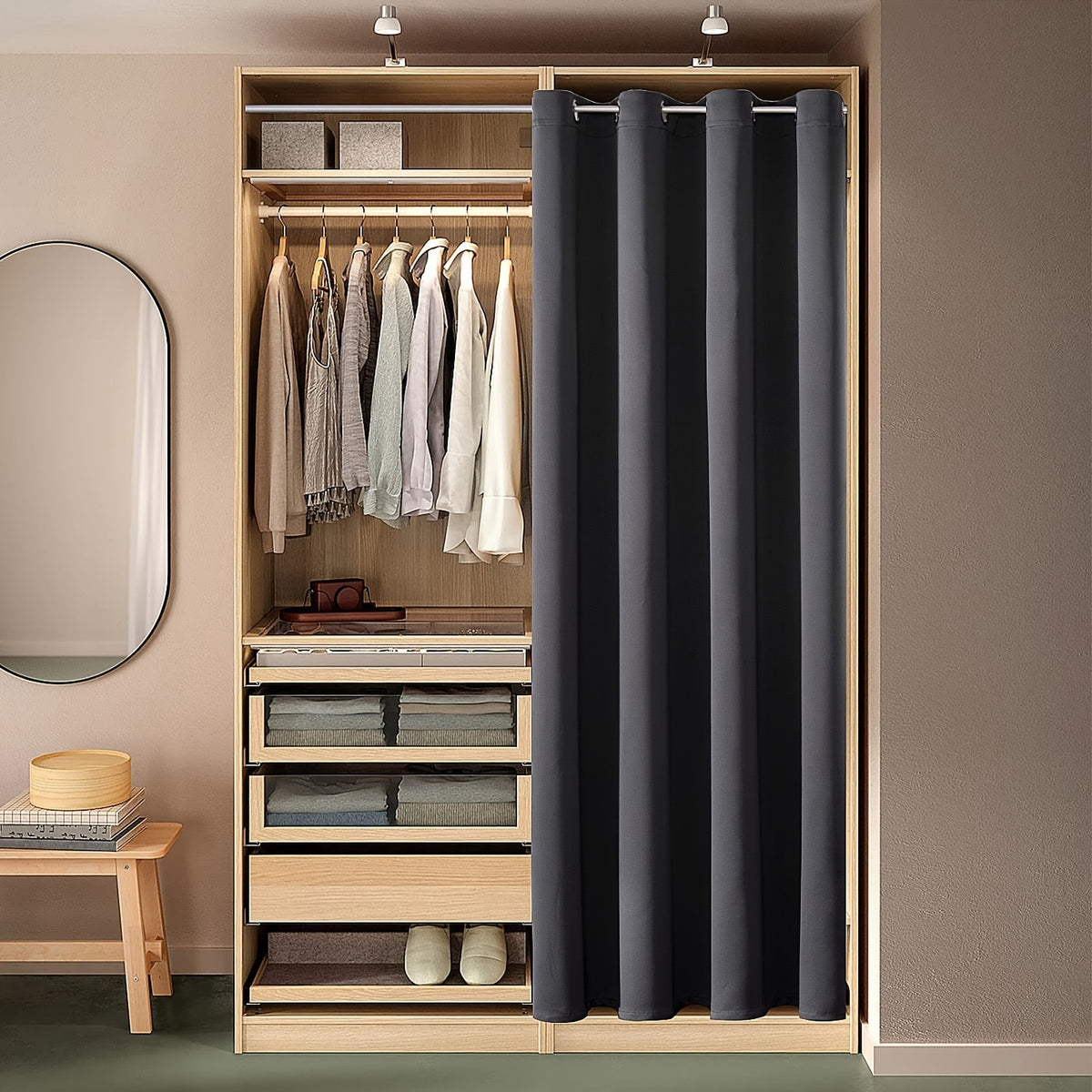 Rideau occultant thermique pour porte et placard, largeur moins de 100 cm