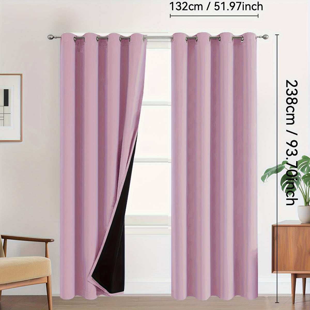 Rideaux occultants 100 % blackout à œillets – lot de 2 panneaux pour chambre et salon