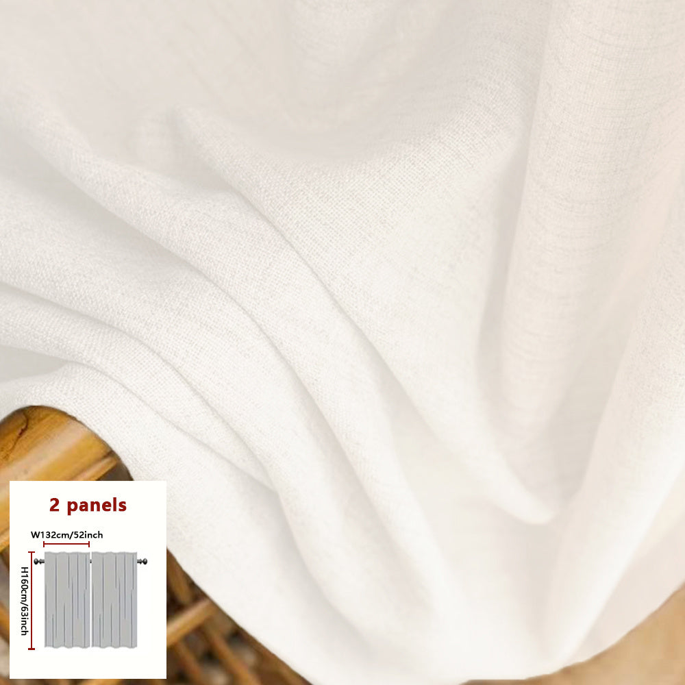 Rideaux japonais semi-transparents effet lin – lot de 2 pour salon et chambre