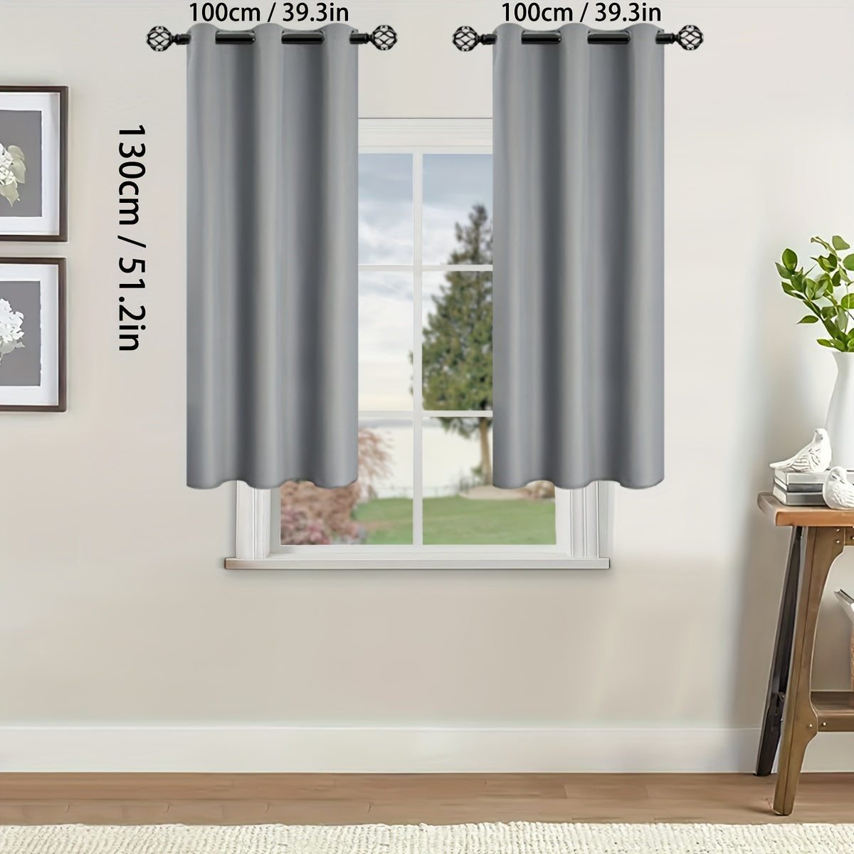 Rideaux occultants thermiques avec œillets pour salon et chambre - 2 panneaux