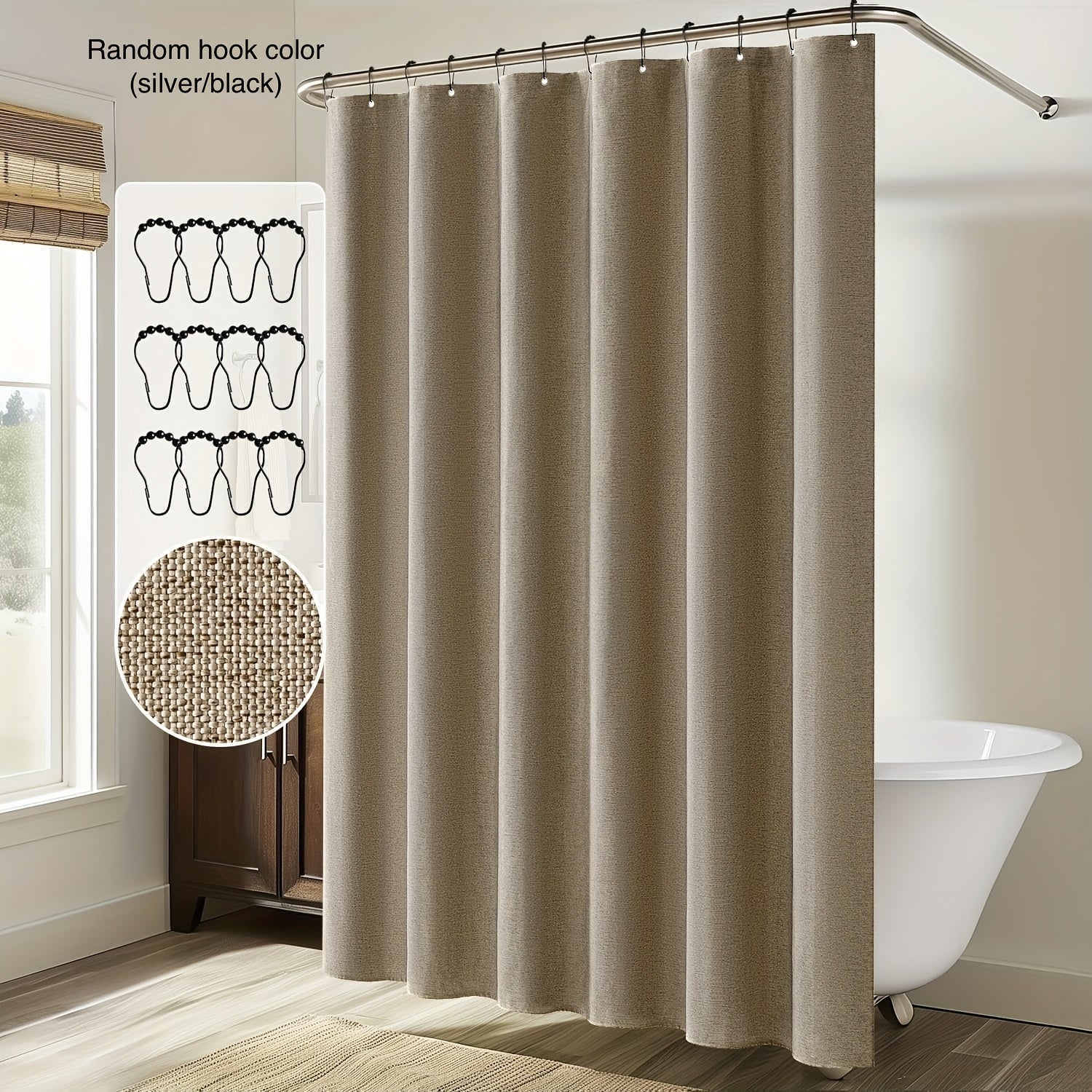 Rideau de douche épais en polyester jacquard avec œillets métalliques