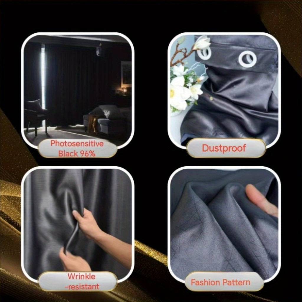 Rideau occultant thermique gris foncé épais pour chambre et salon