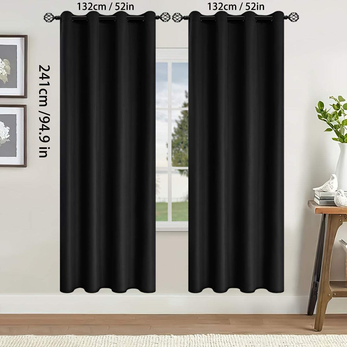 Rideaux occultants thermiques avec œillets pour salon et chambre - 2 panneaux