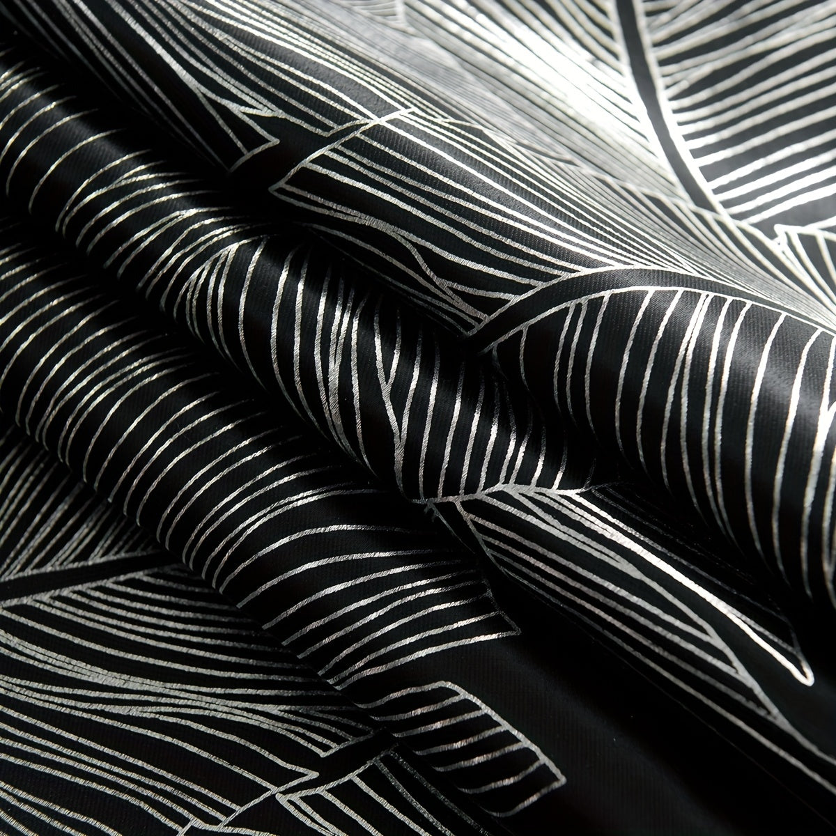 Rideau occultant noir ou gris à motifs feuilles pour salon et chambre