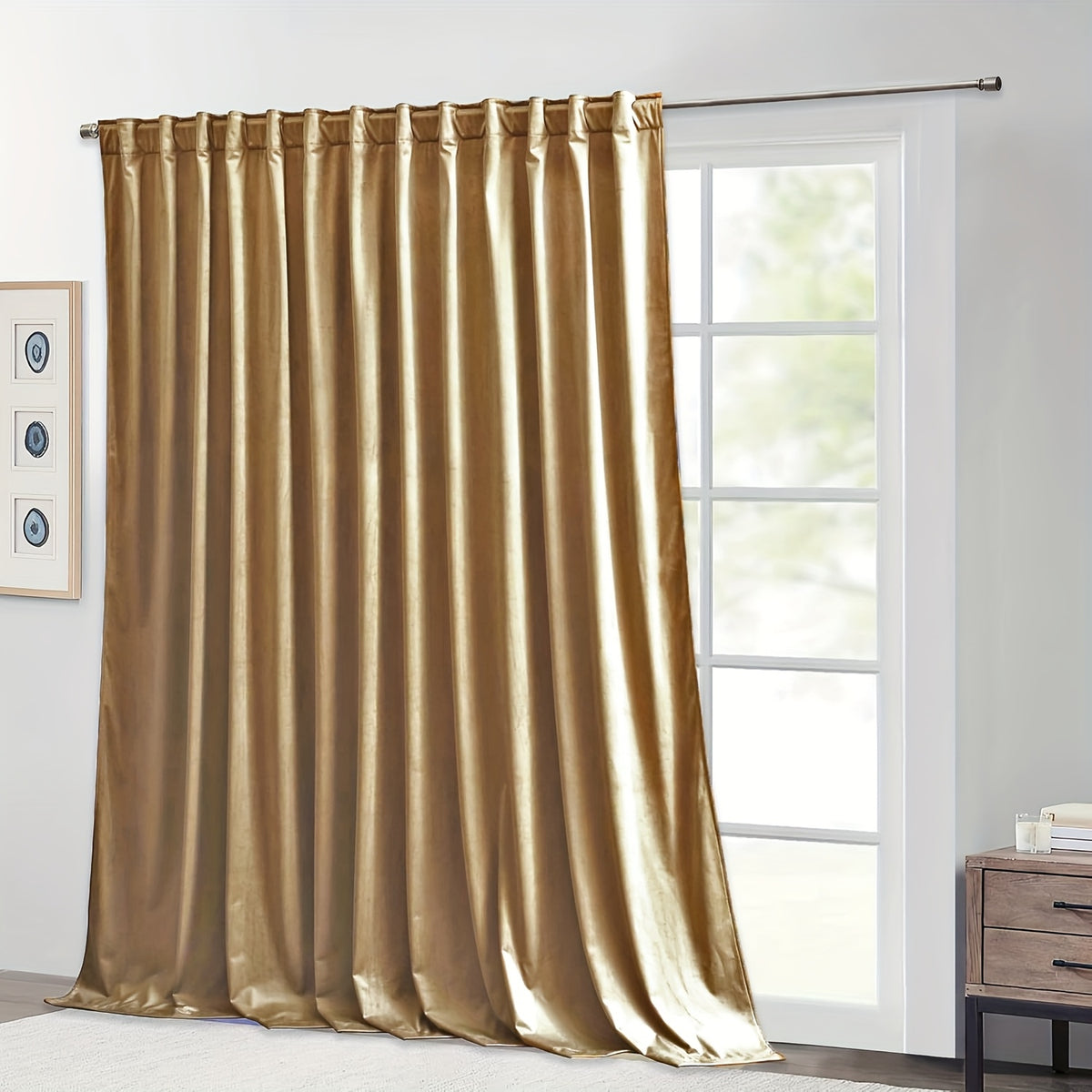 Rideau flanelle occultant large en polyester pour porte-fenêtre, hauteur 200 à 239 cm