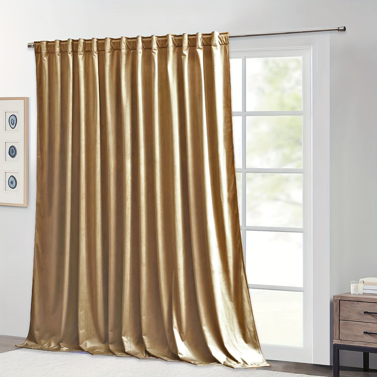 Rideau flanelle occultant large en polyester pour porte-fenêtre