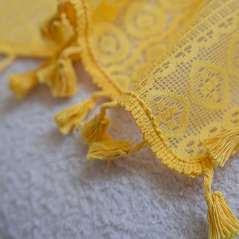 Rideau tamisant jaune en coton et nylon style bohème pour salon