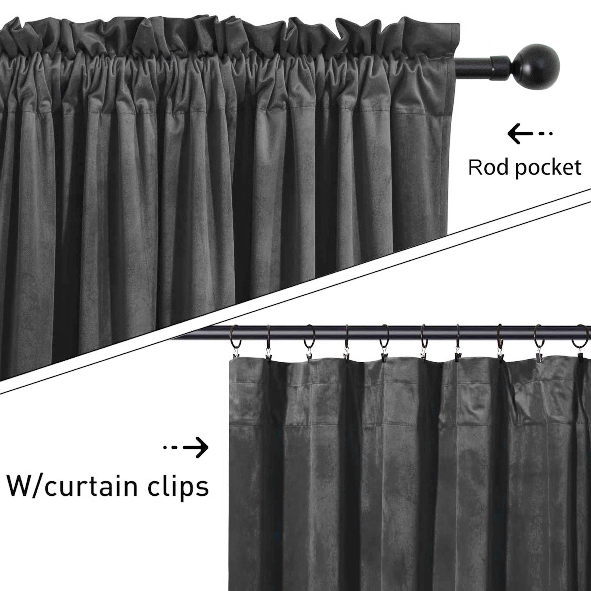 Rideau velours thermique et tamisant en polyester pour chambre et salon