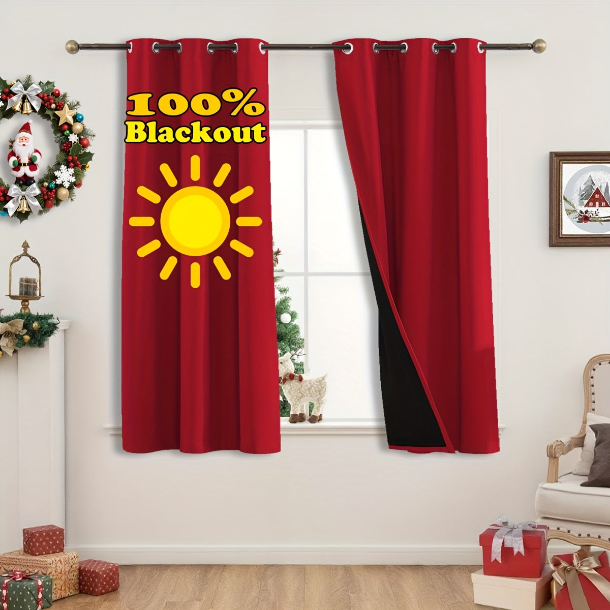 Rideaux occultants thermiques 100 % blackout à œillets – lot de 2 panneaux