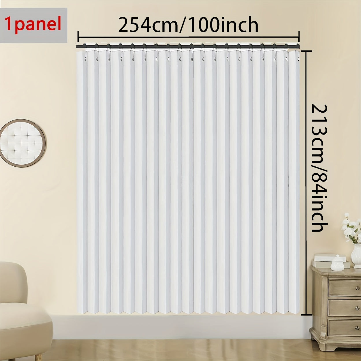 Rideau accordéon occultant en tissu Oxford pour séparation et intimité