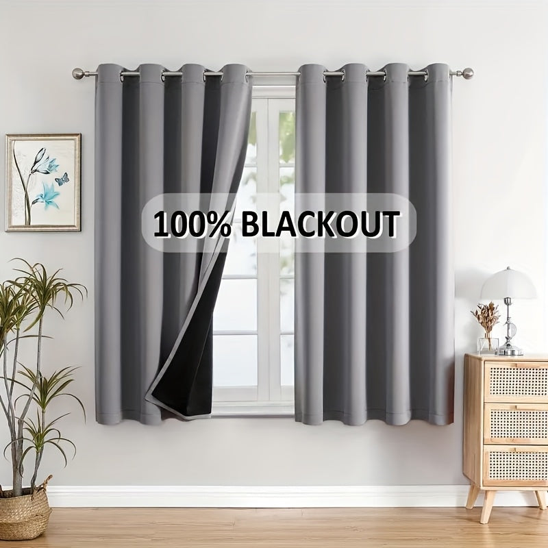 Rideaux occultants 100 % blackout à œillets, gris
