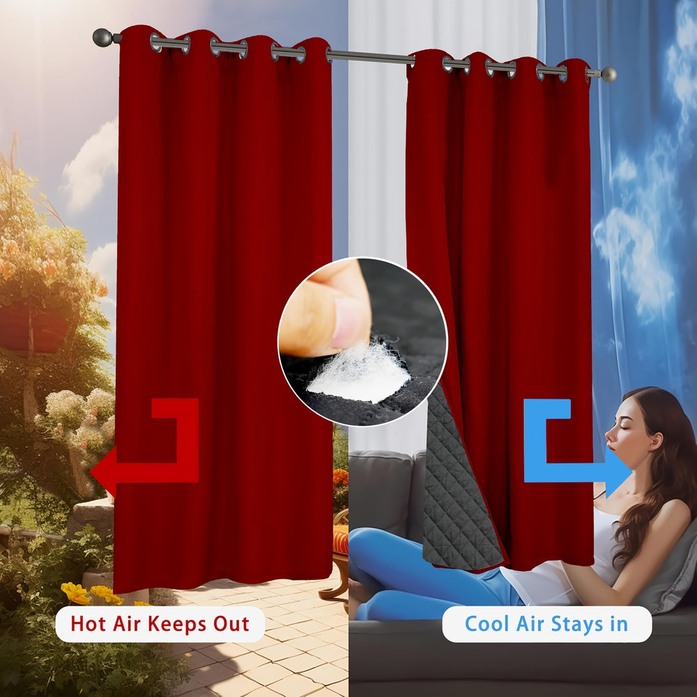 Rideaux occultants thermiques matelassés double couche – 2 panneaux