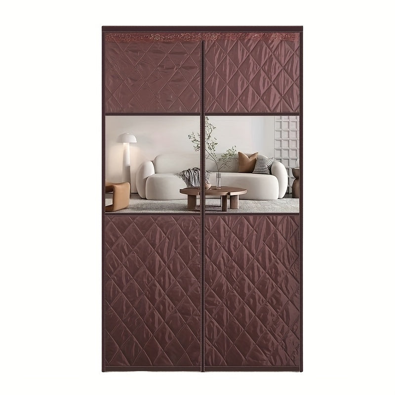 Rideau de porte isolant thermique matelassé avec fenêtre transparente magnétique