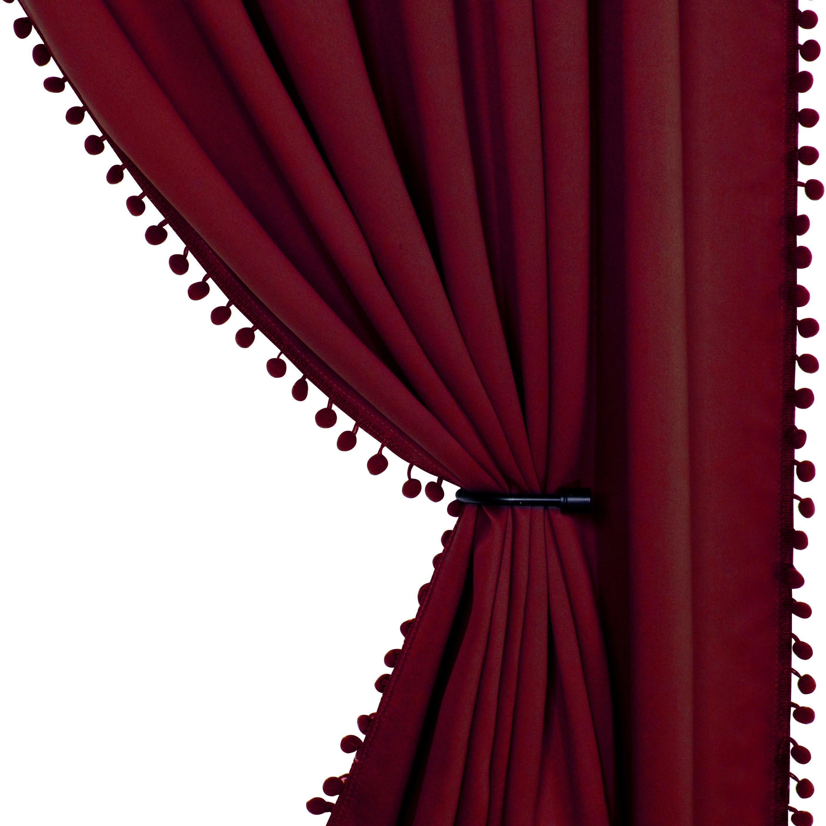 Rideau occultant thermique avec galon pompons pour salon et chambre