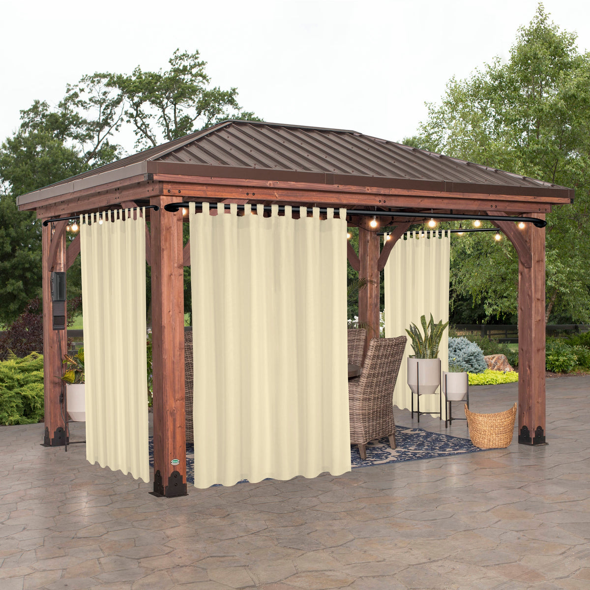 Rideau extérieur occultant pour pergola et terrasse, largeur 100 à 139 cm