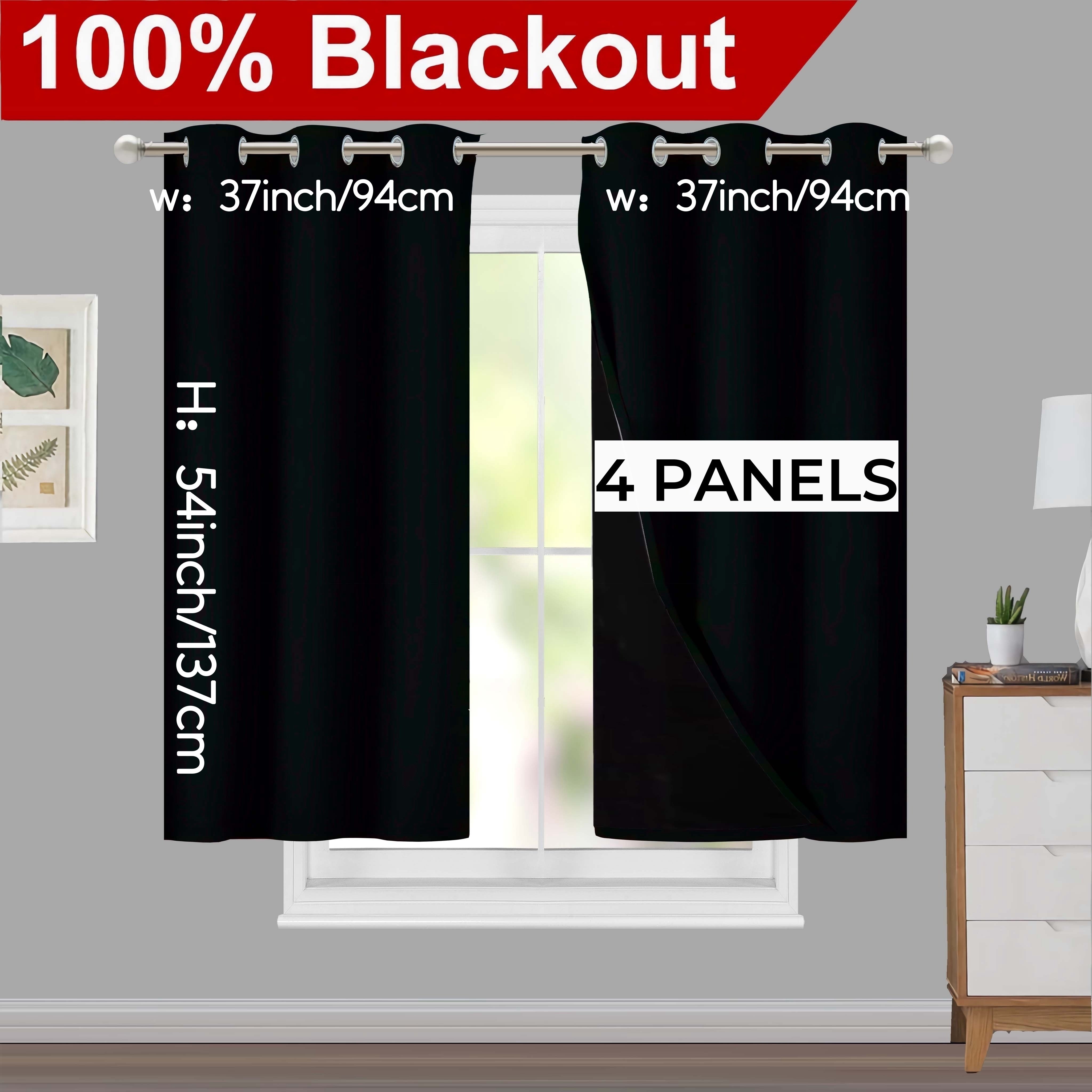 Rideaux occultants 100 % blackout à œillets – lot de 4 panneaux pour chambre et salon
