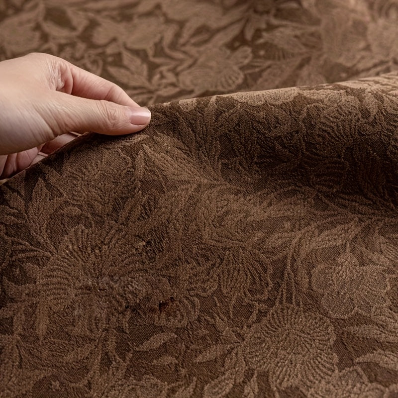 Rideau occultant jacquard chenille marron style vintage floral