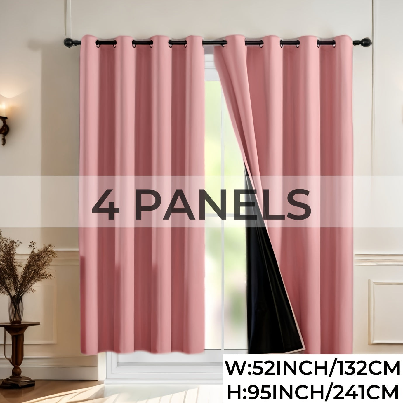 Rideaux occultants 100 % blackout à œillets – lot de 4 panneaux pour chambre et salon