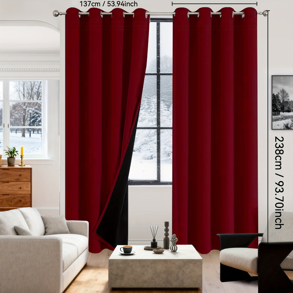 Rideaux occultants 100% blackout en polyester thermique (2 panneaux), rouge