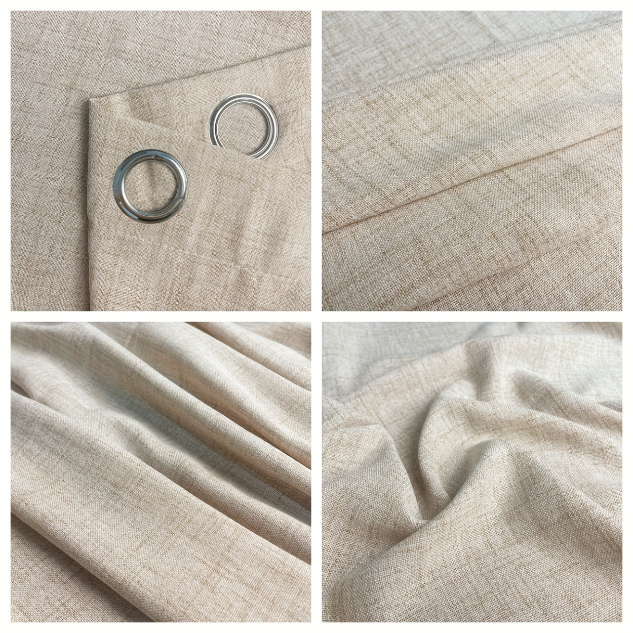 Rideau effet lin tamisant à œillets style classique pour salon et chambre