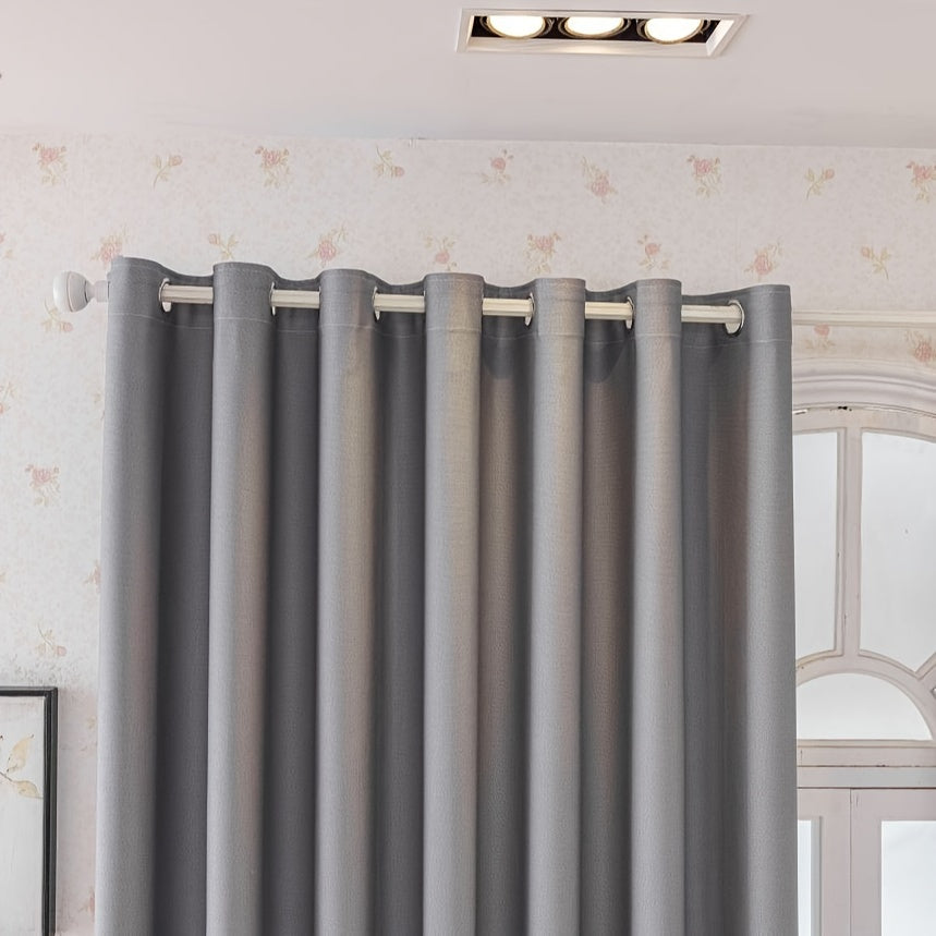 Rideaux occultants gris épais en polyester pour salon et chambre (2 panneaux)