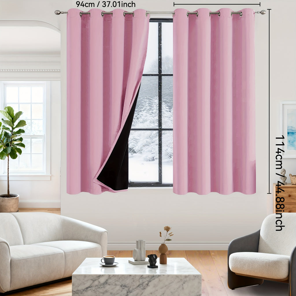 Rideaux occultants 100% blackout en polyester thermique (2 panneaux), rose