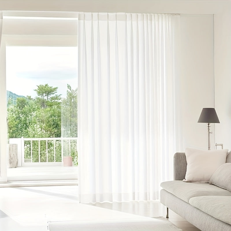 Rideau voilage blanc en mousseline semi-transparent, largeur 140 à 199 cm