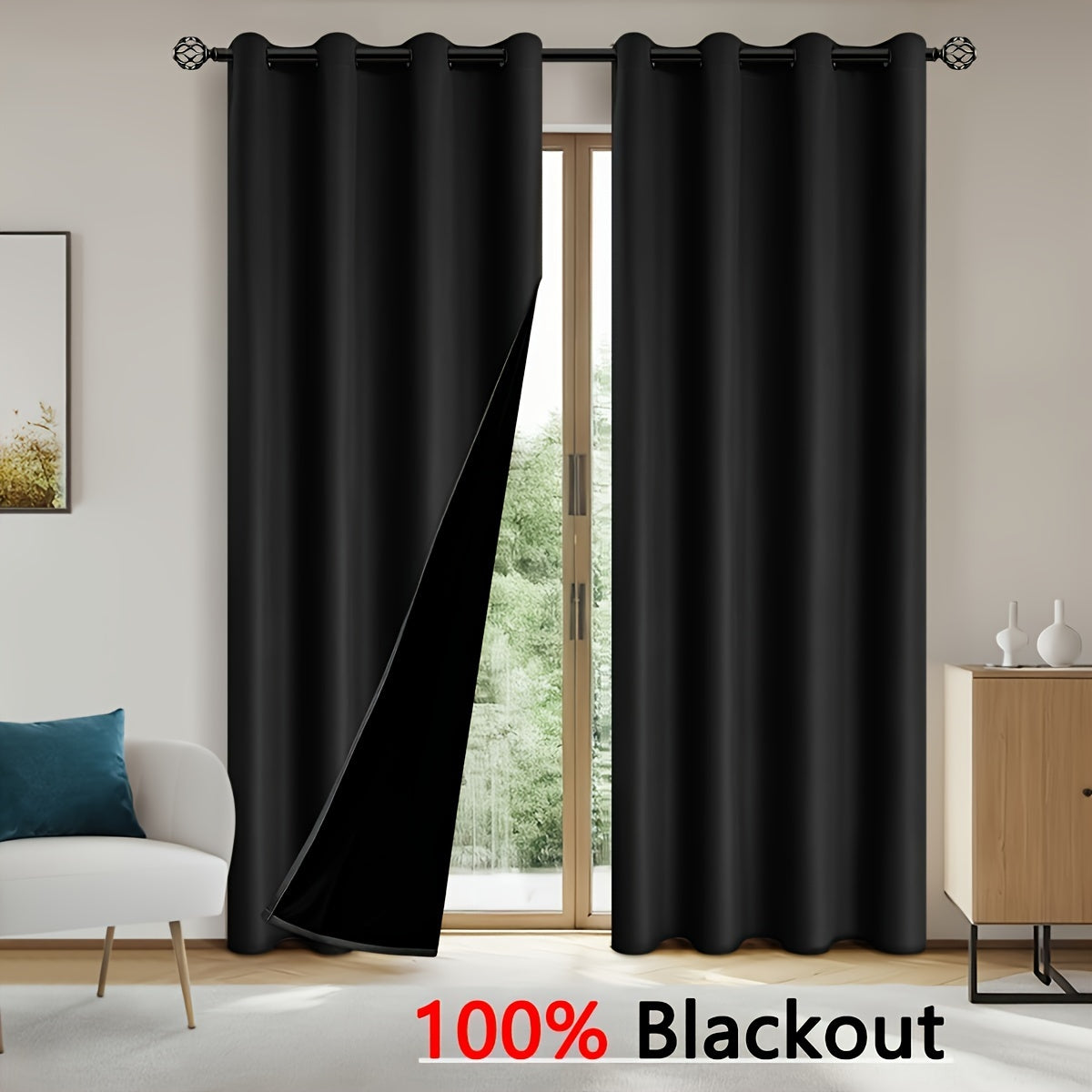 Rideaux occultants 100 % blackout à œillets – lot de 4 panneaux pour chambre et salon