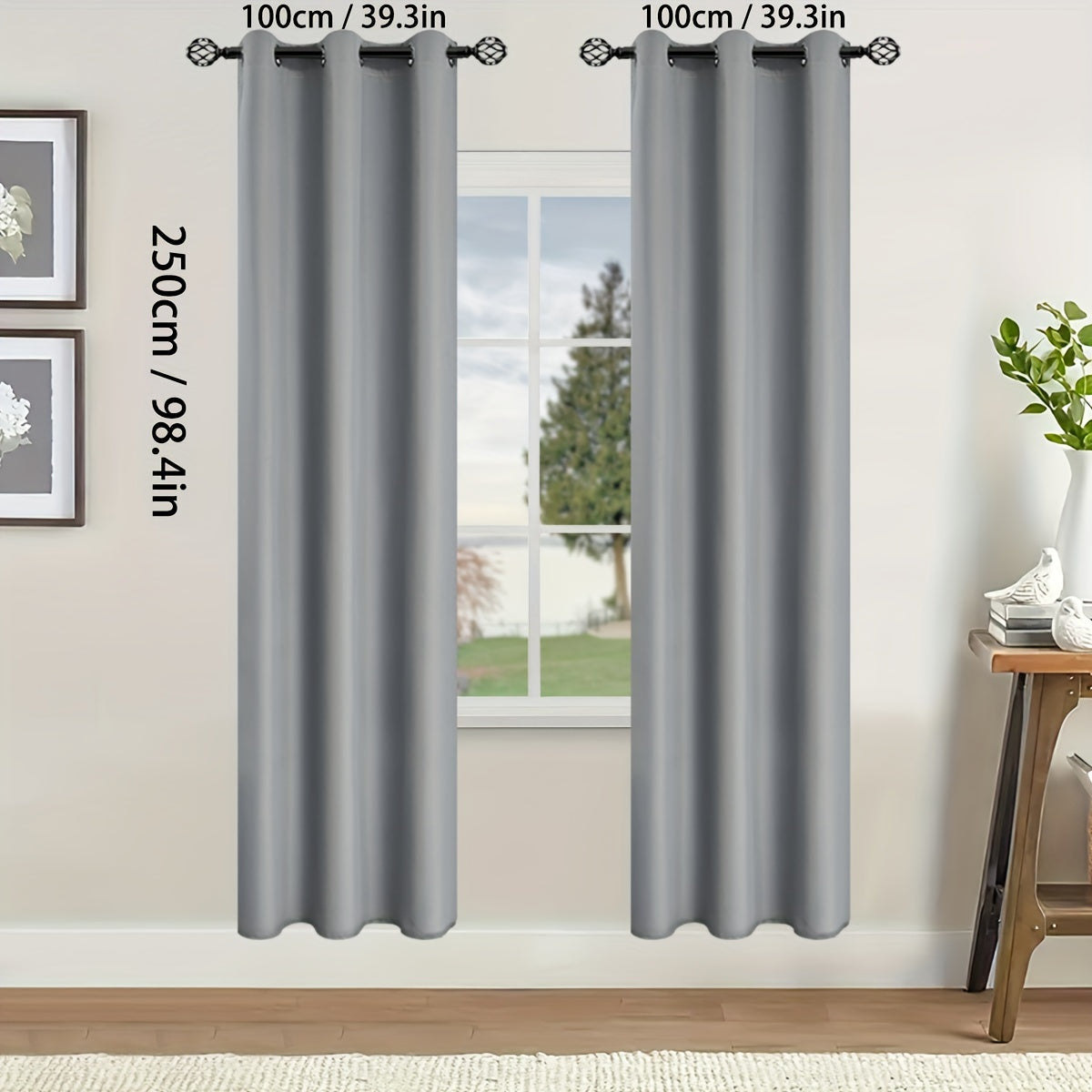 Rideaux occultants thermiques avec œillets pour salon et chambre - 2 panneaux