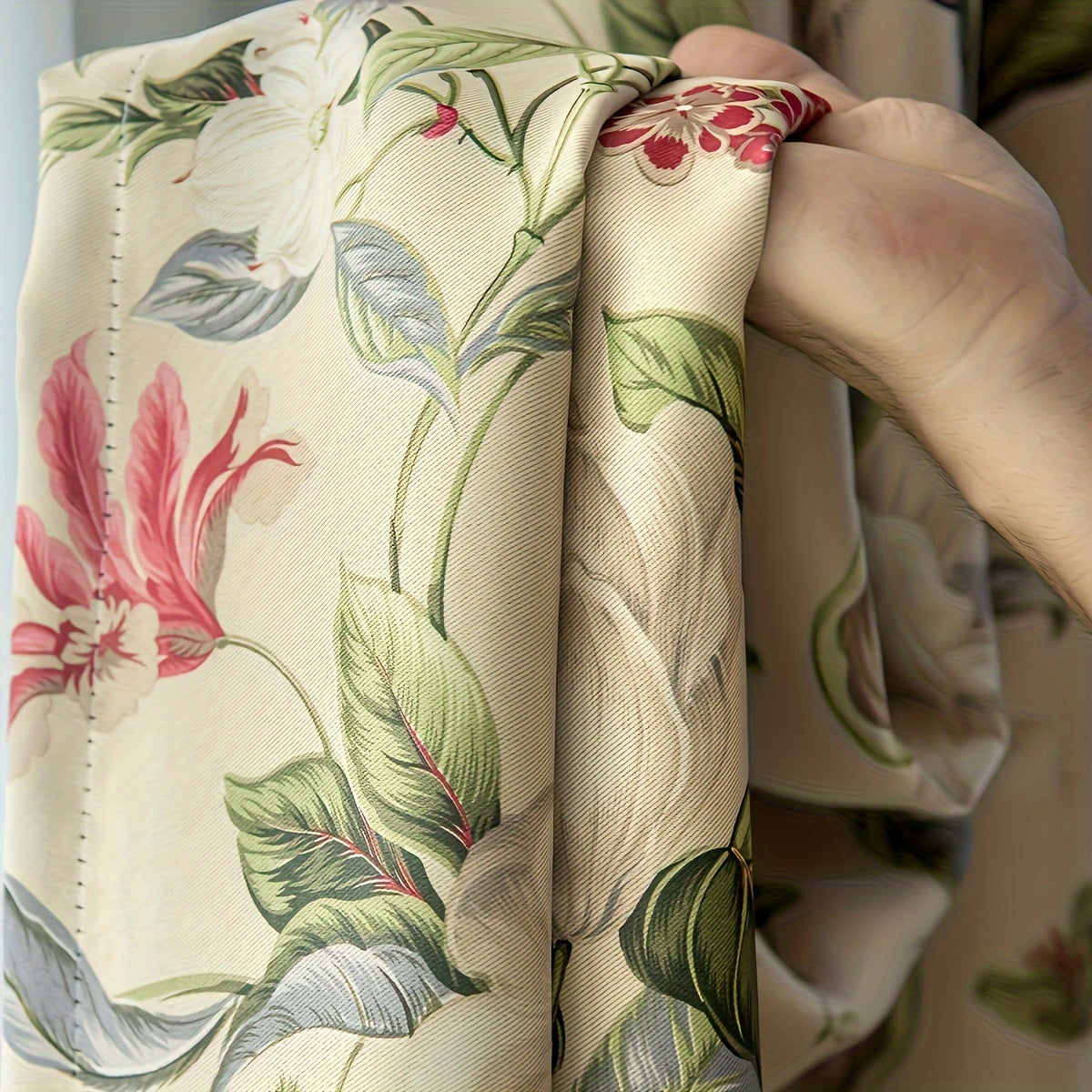Rideau occultant fleuri style campagne en polyester pour salon et chambre