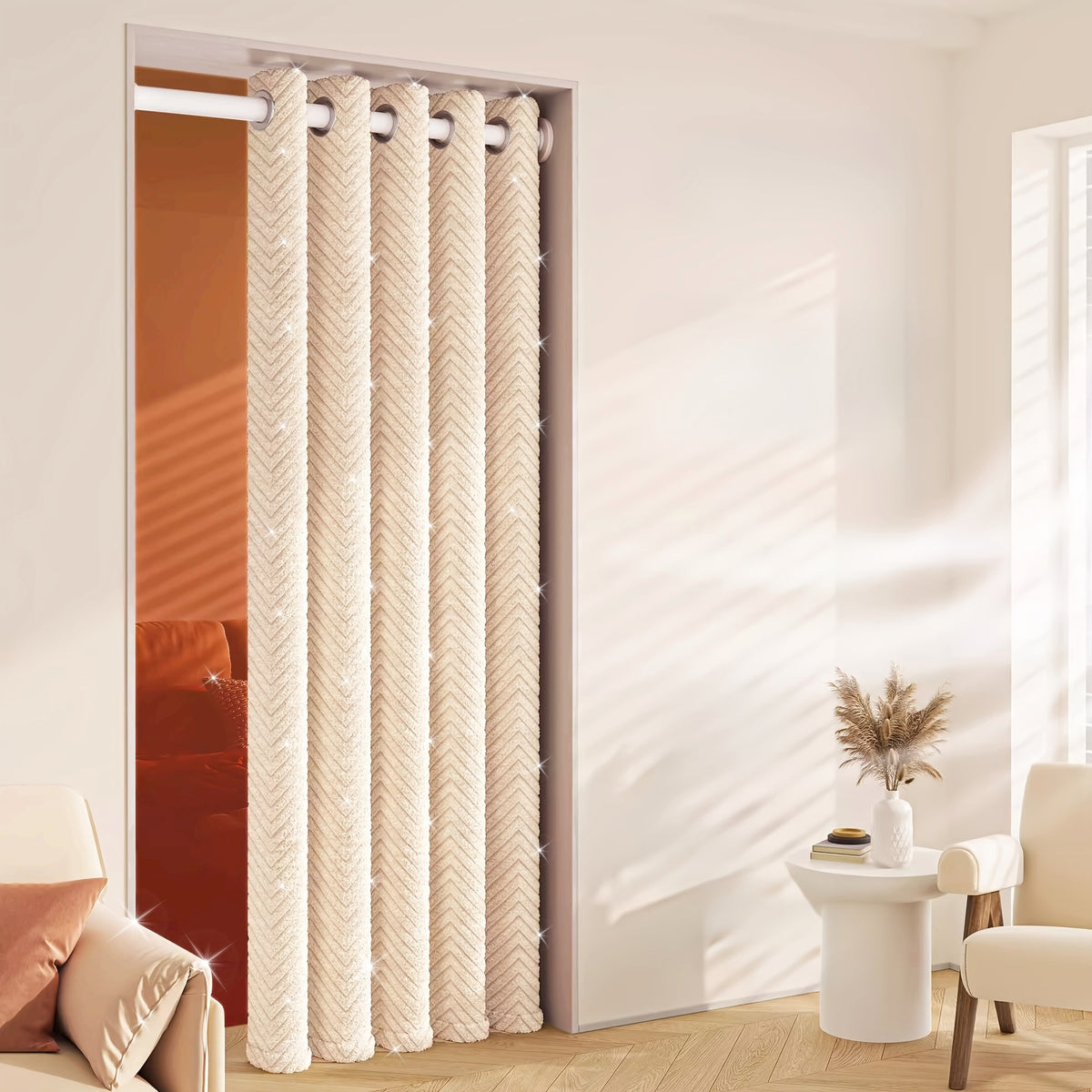 Rideau de porte thermique occultant épais, largeur 100 à 139 cm