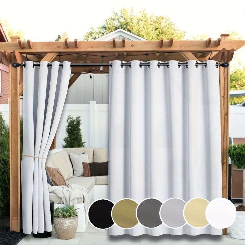 Rideaux extérieurs anti-UV et décoloration à œillets pour pergola (2 panneaux)