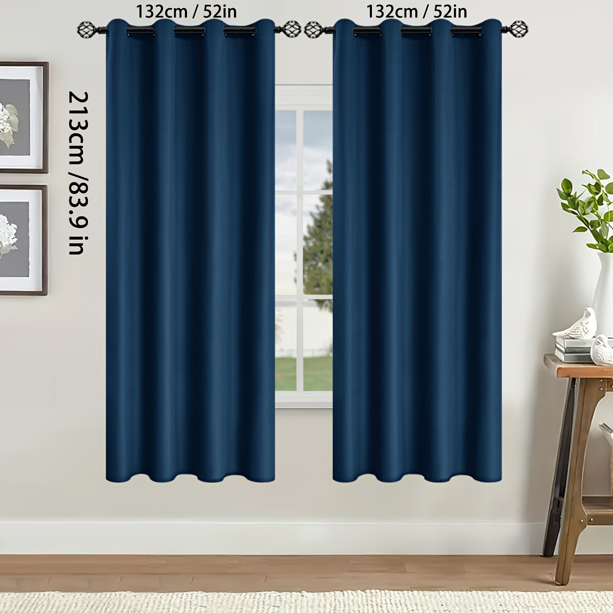 Rideaux occultants thermiques avec œillets pour salon et chambre - 2 panneaux