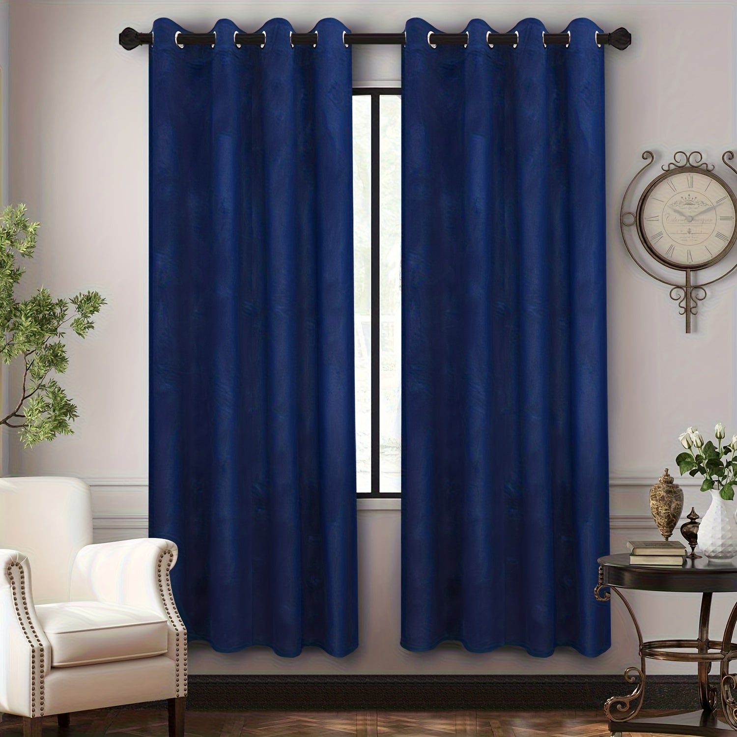 Rideaux velours tamisants unis en polyester avec œillets (2 panneaux)