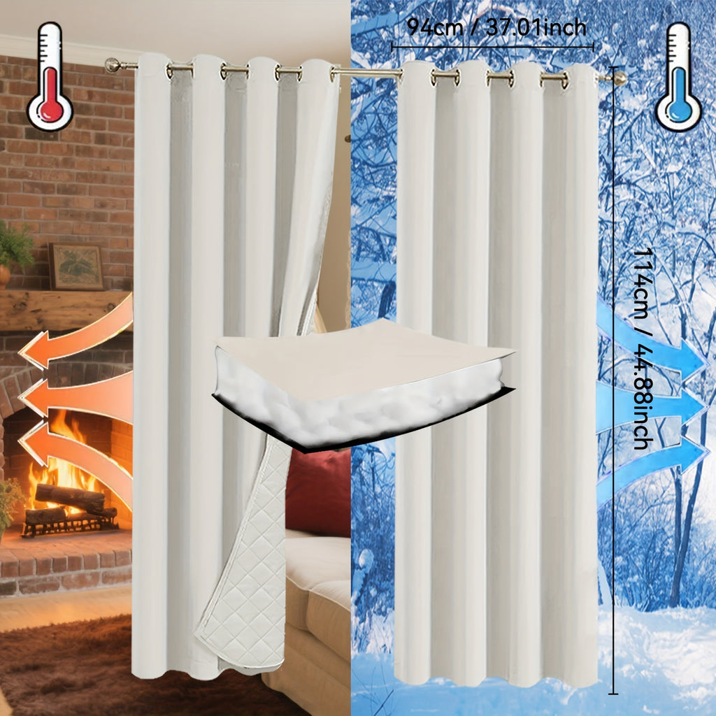 Rideaux occultants thermiques épais à œillets isolants (2 panneaux), crème