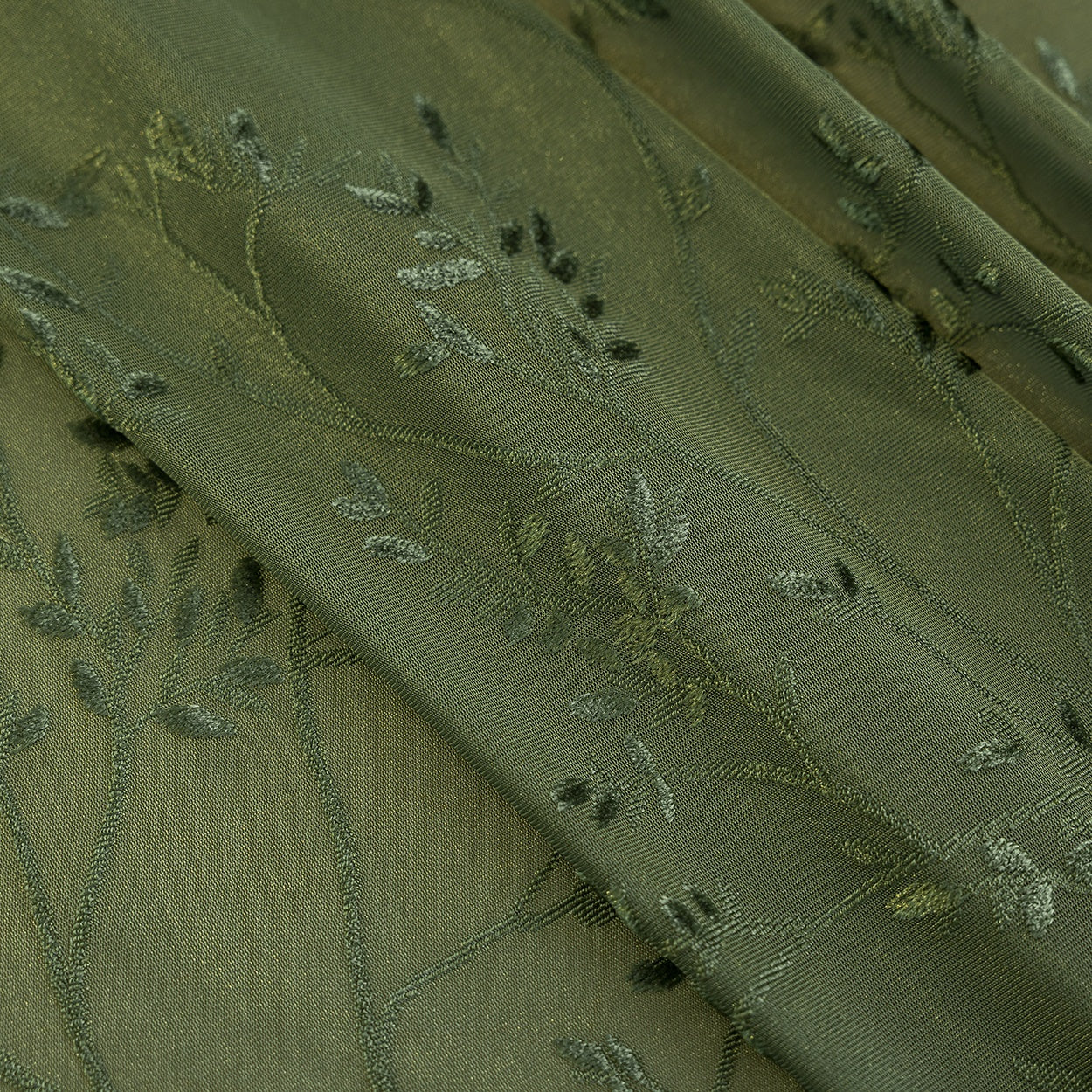 Rideaux jacquard bohème vert tamisant motif végétal (2 panneaux)