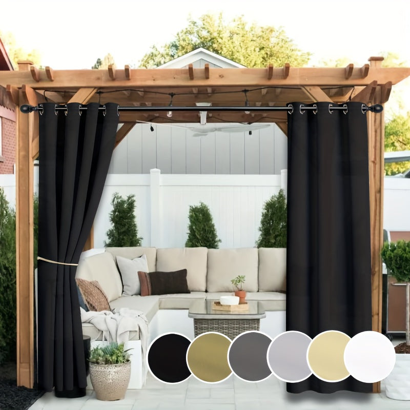 Rideaux extérieurs anti-UV et décoloration à œillets pour pergola (2 panneaux)