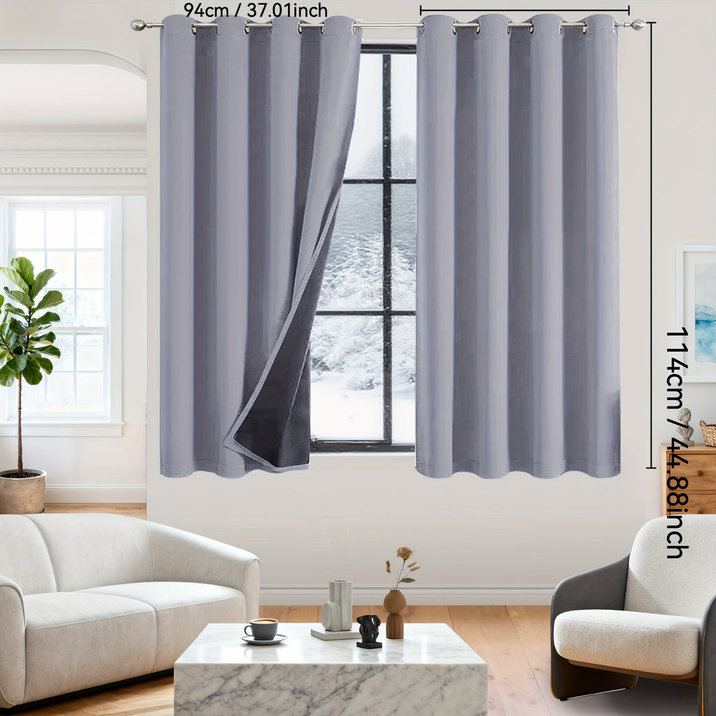 Rideaux occultants 100% blackout en polyester thermique (2 panneaux), gris