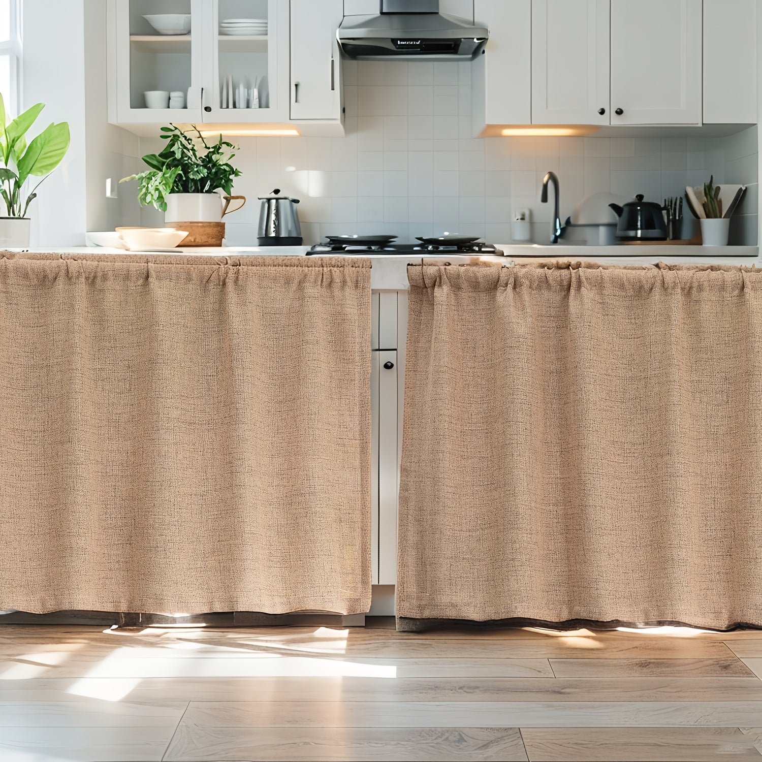 Rideau brise-vue effet lin tamisant pour meuble et cuisine