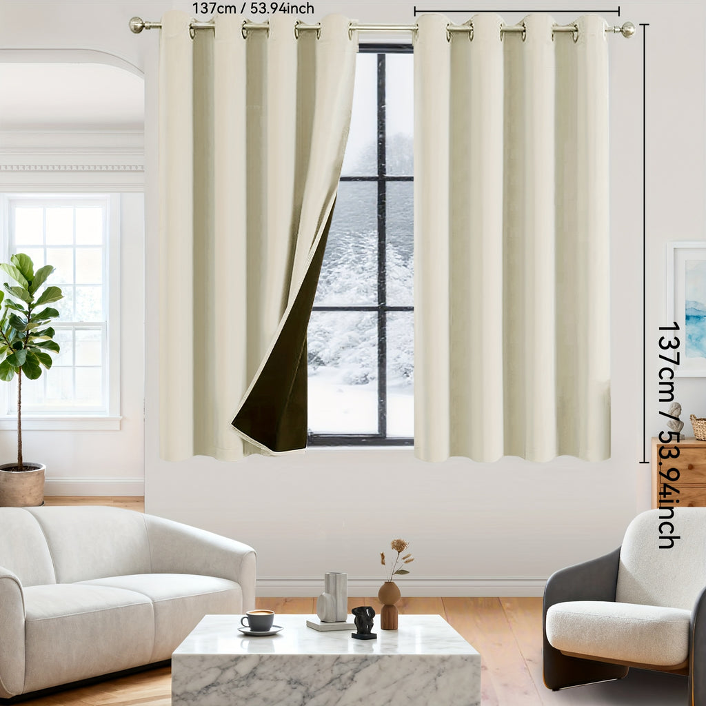 Rideaux occultants 100% blackout en polyester thermique (2 panneaux), brun