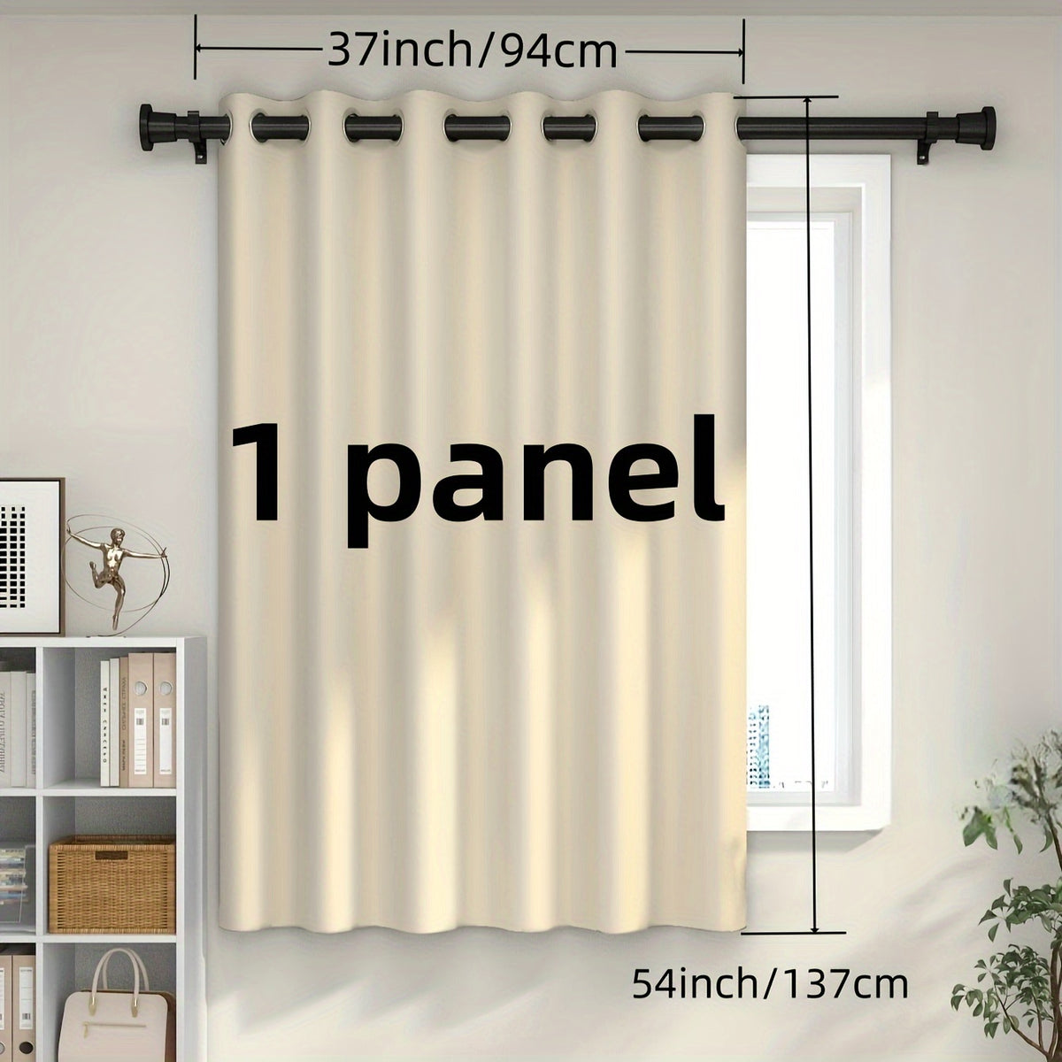 Rideau occultant thermique 100 % blackout à œillets en polyester, largeur 100 à 139 cm
