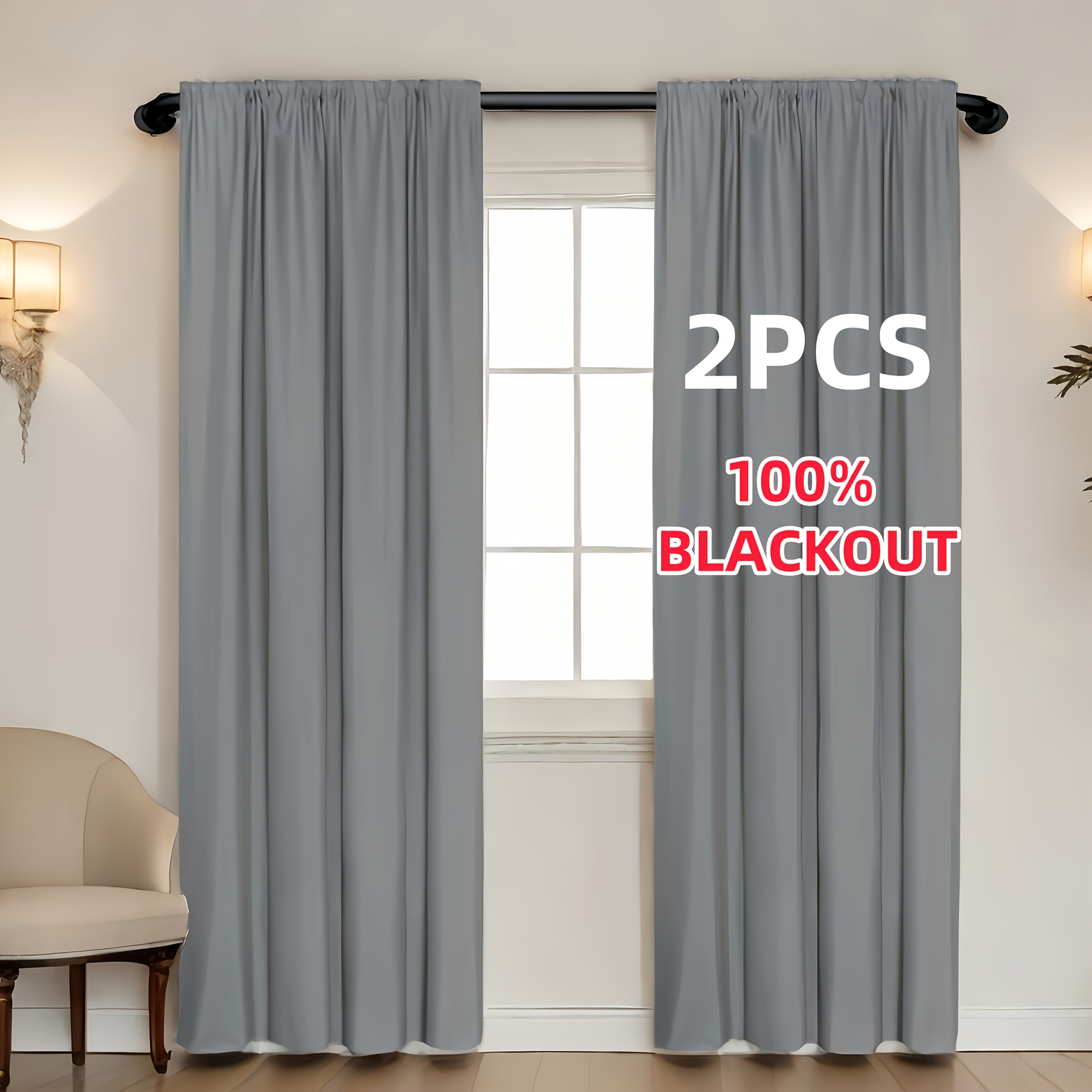 Rideaux occultants 100 % blackout à double panneau pour chambre et salon au style moderne