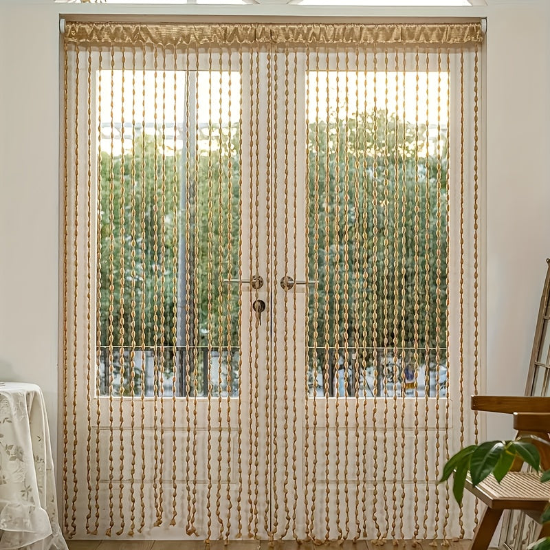 Rideau de porte bohème en perles polyester ajouré style séparation décorative