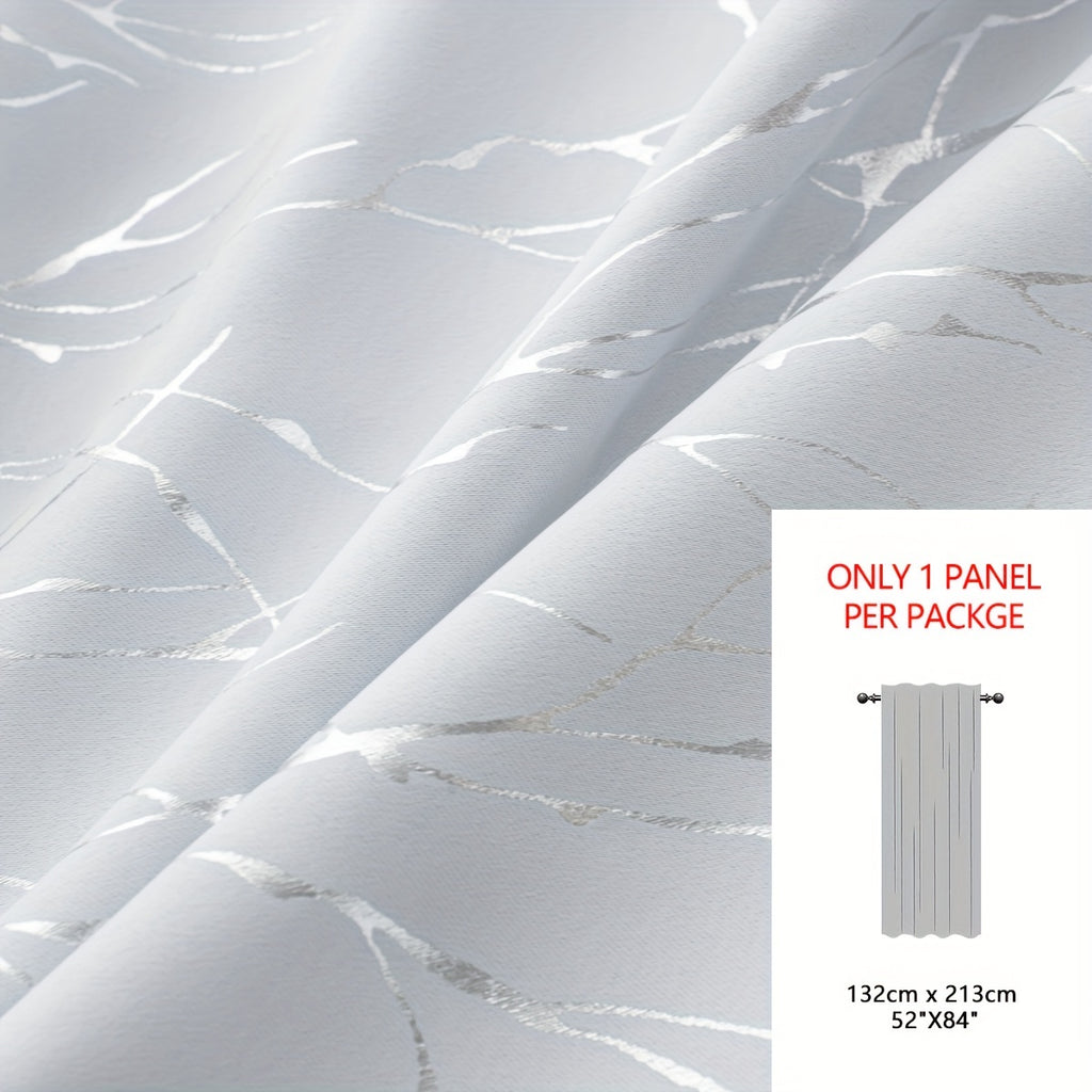 Rideau occultant à motifs branches dorées en polyester, blanc