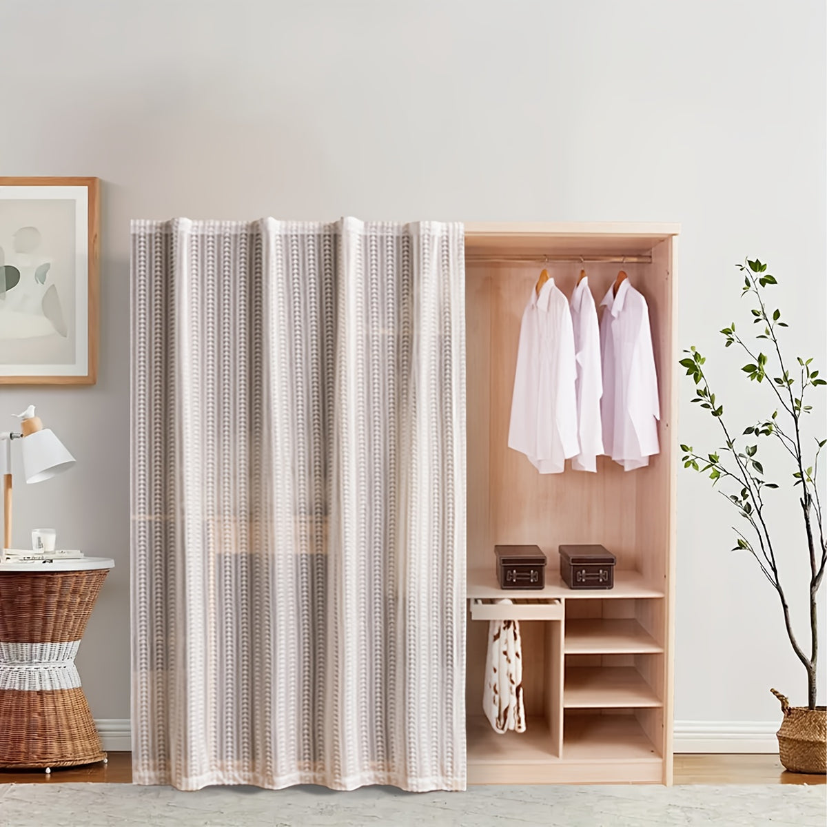 Rideau jacquard cœur tamisant auto-adhésif pour placard et petite fenê, hauteur 160 à 199 cm