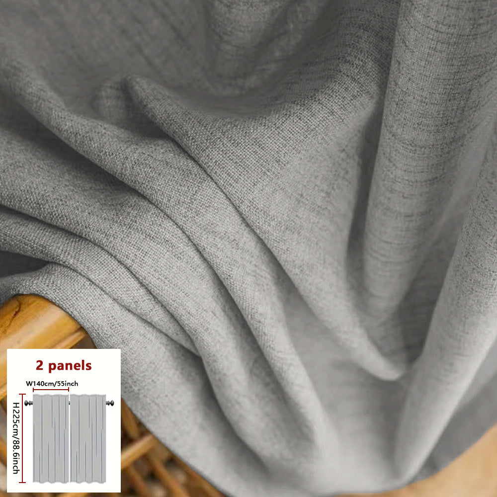 Rideaux japonais semi-transparents effet lin – lot de 2 pour salon et chambre